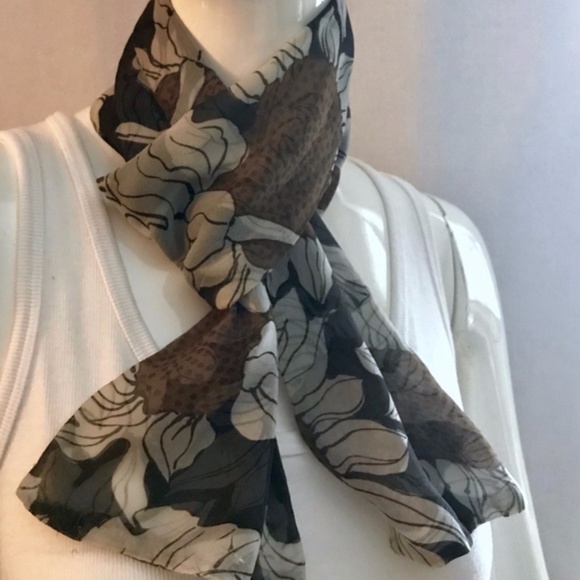 Three Scarf Collection Cream Olive Grey Floral - Picture 7 of 8